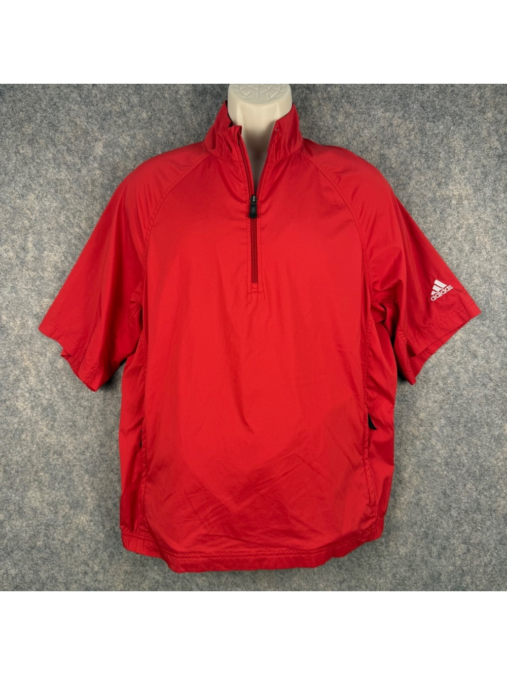 Adidas Climaproof 1/4 Zip Short Sleeve Golf Windbreaker Pullover Red Medium 951